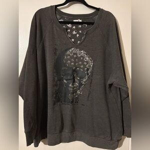 Maurices Gray Skull Sweatshirt